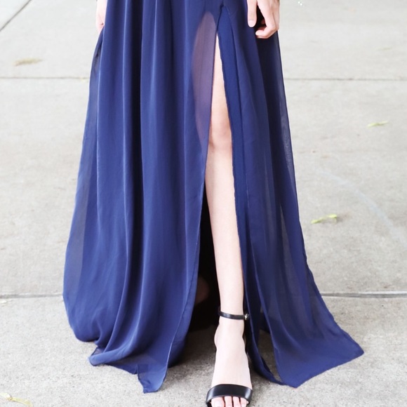 Navy Blue Prom / Bridesmaid Dress - Picture 4 of 7